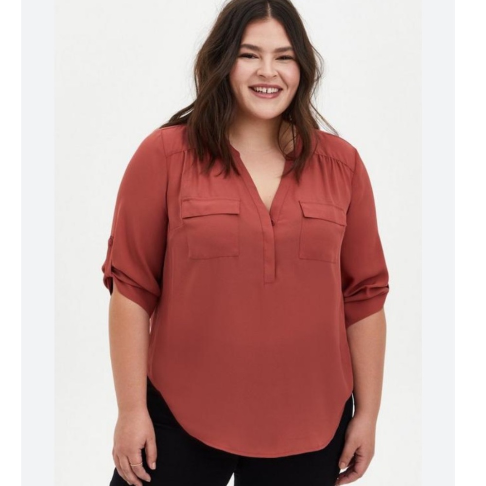 TORRID HARPER GEORGETTE PULLOVER 3/4 BLOUSE NWOT